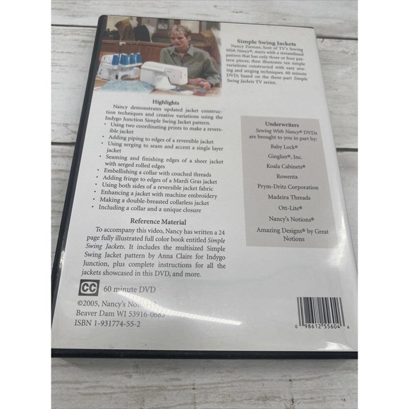 Sewing with Nancy Simple Swing Jackets DVD Nancy Zieman Sewing Instructional - Picture 8 of 12